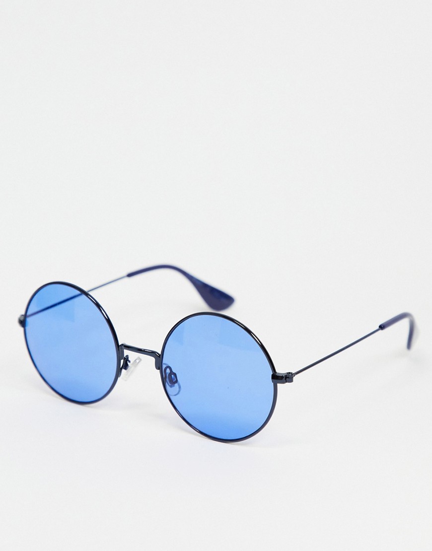 Aj Morgan Round Sunglasses With Blue Frame-blues