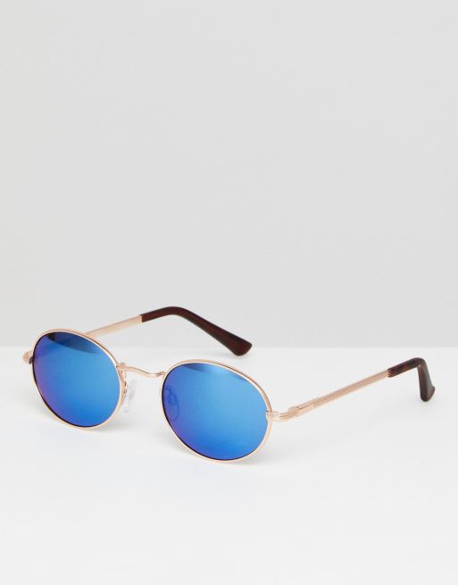 Round blue mirror clearance sunglasses