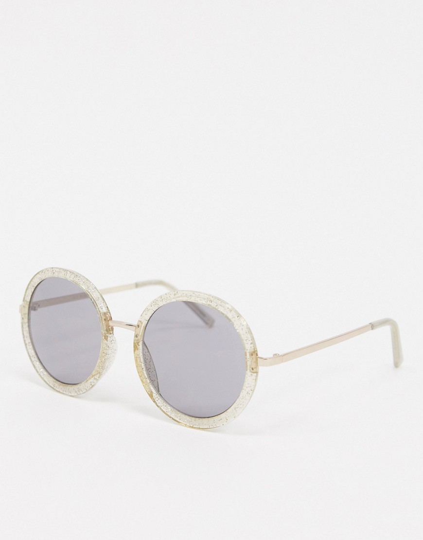 AJ Morgan round sunglasses with glitter frames-Clear