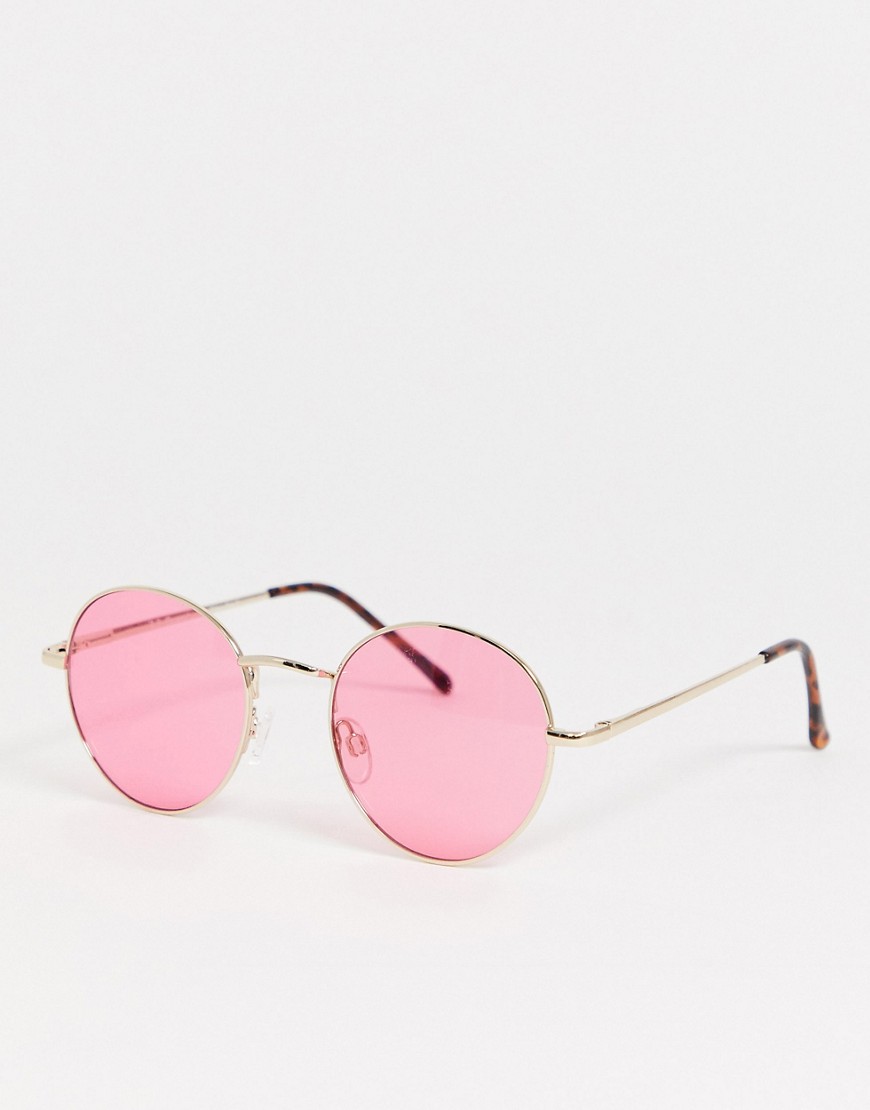 AJ Morgan round sunglasses with red lenses in gold
