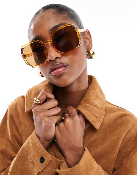 AJ Morgan – Runde Oversize-Sonnenbrille in Gold und Braun - view 1