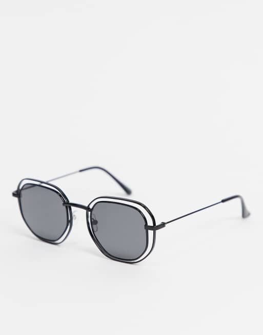 AJ Morgan – Runde Sonnenbrille in Schwarz mit Drahtverzierung