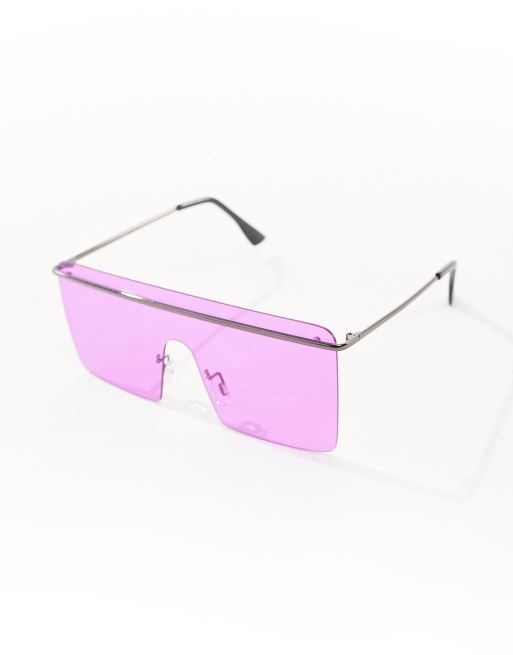  AJ Morgan burgundy studded disco shield sunglasses AJ Morgan durango square sunglasses in tortoiseshell with  main image 2