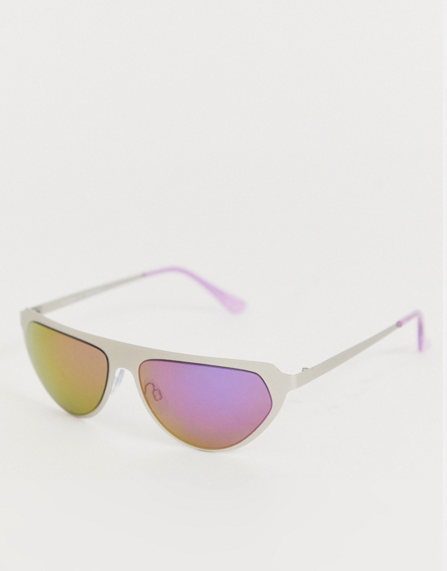 AJ Morgan – Silverfärgade solglasögon med rundad båge