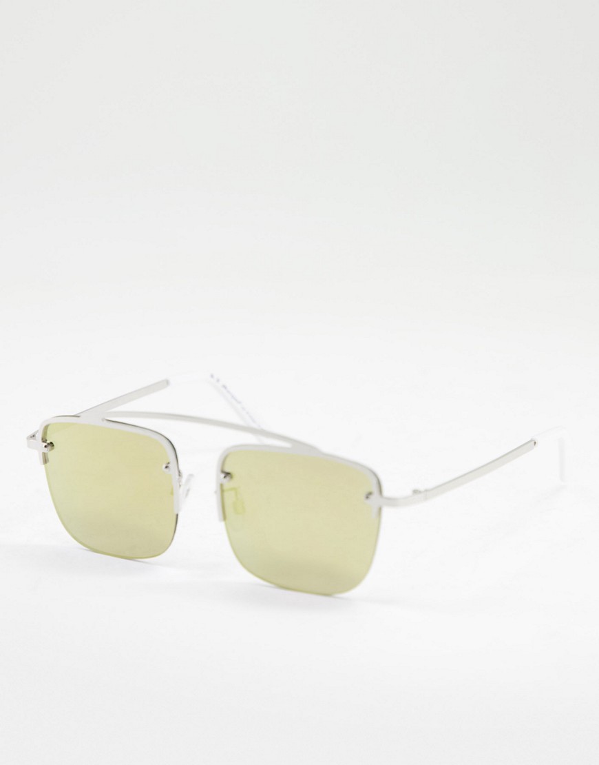 AJ Morgan slice square lens sunglasses with colored lenses in silver