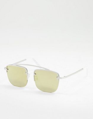 AJ Morgan slice square lens sunglasses with coloured lenses in silver