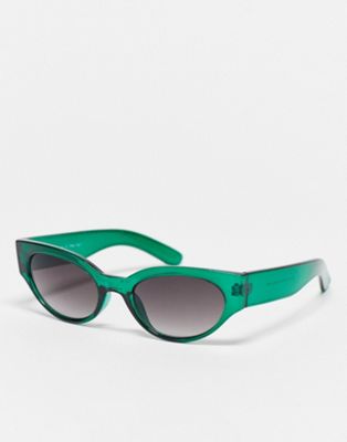 AJ Morgan slim cat eye sunglasses in green - ASOS Price Checker