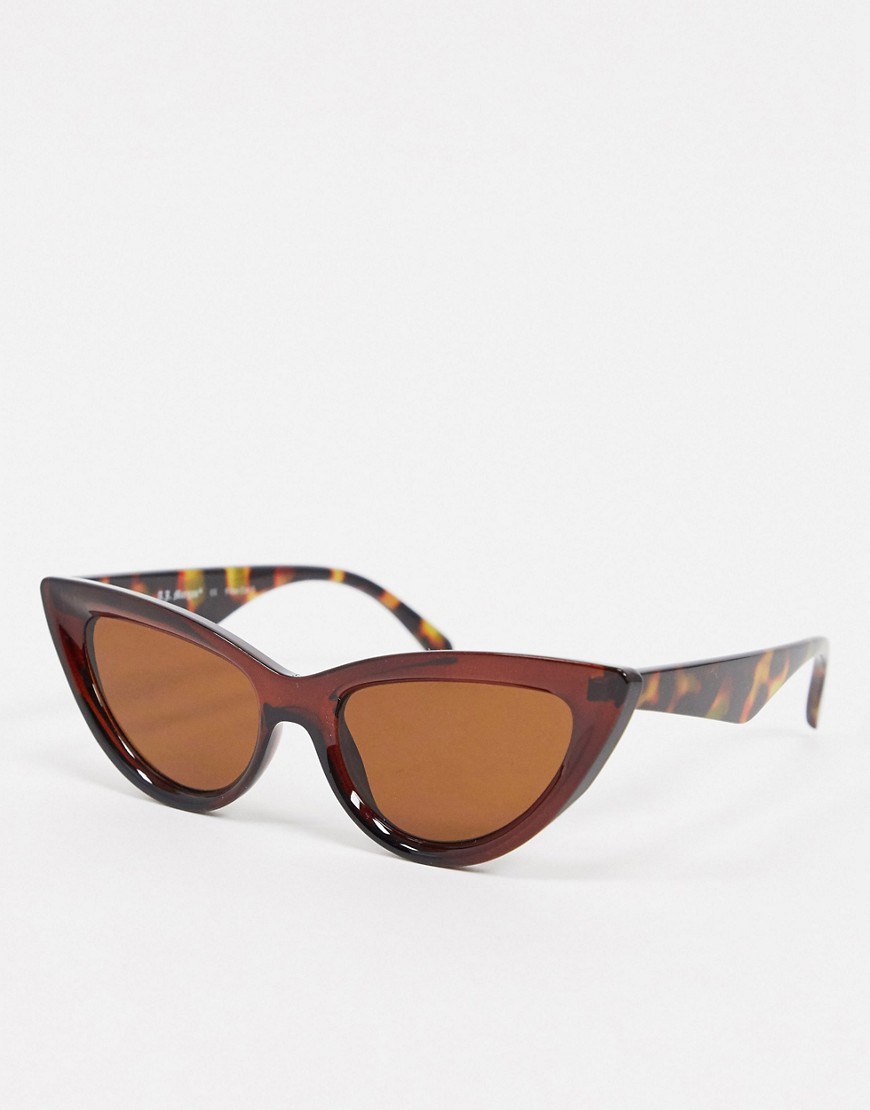 AJ Morgan slim cat eye sunglasses in tort-Brown