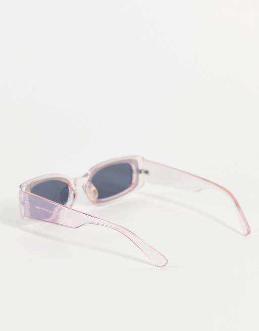 AJ Morgan slim line rectangle lens sunglasses in pink | ASOS display picture 3