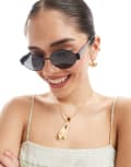 [AJ Morgan] AJ Morgan slim round metal sunglasses in black No Size BLACK