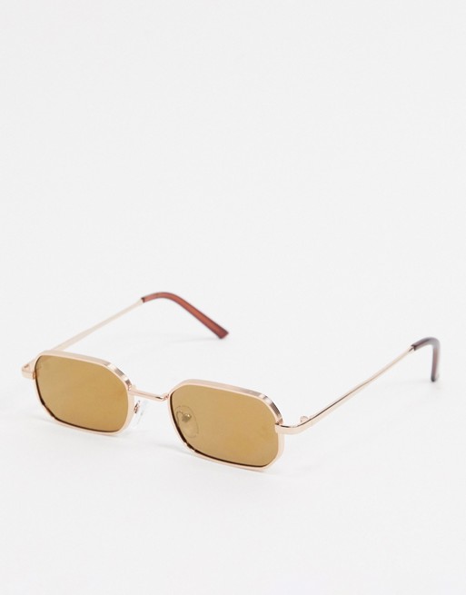 AJ Morgan slim square sunglasses in gold