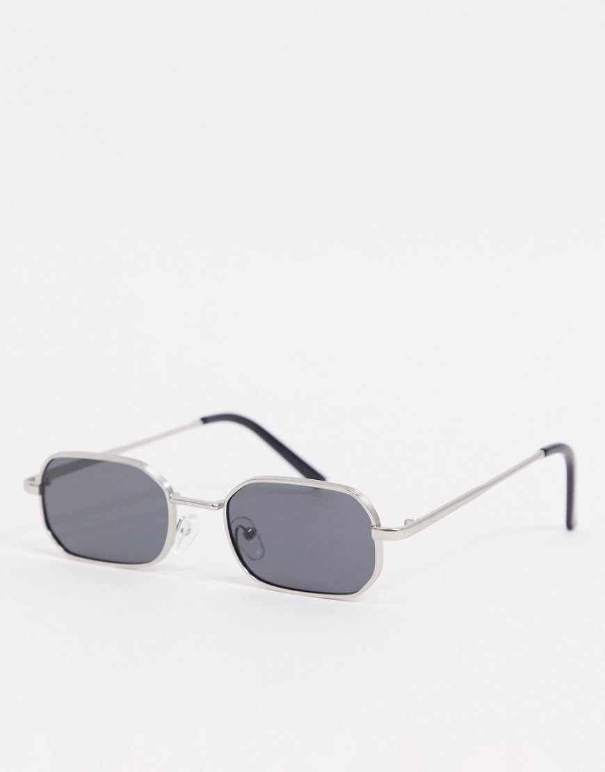 Aj Morgan Slim Square Sunglasses In Silver