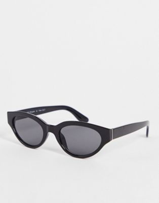 AJ Morgan Slim Vintage Cat Eye Sunglasses In Black - ASOS Price Checker