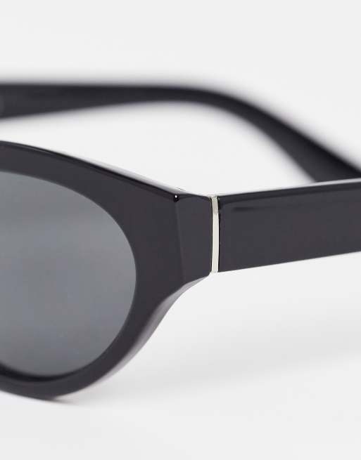 AJ Morgan Slim Vintage Cat Eye Sunglasses In Black | ASOS display picture 1