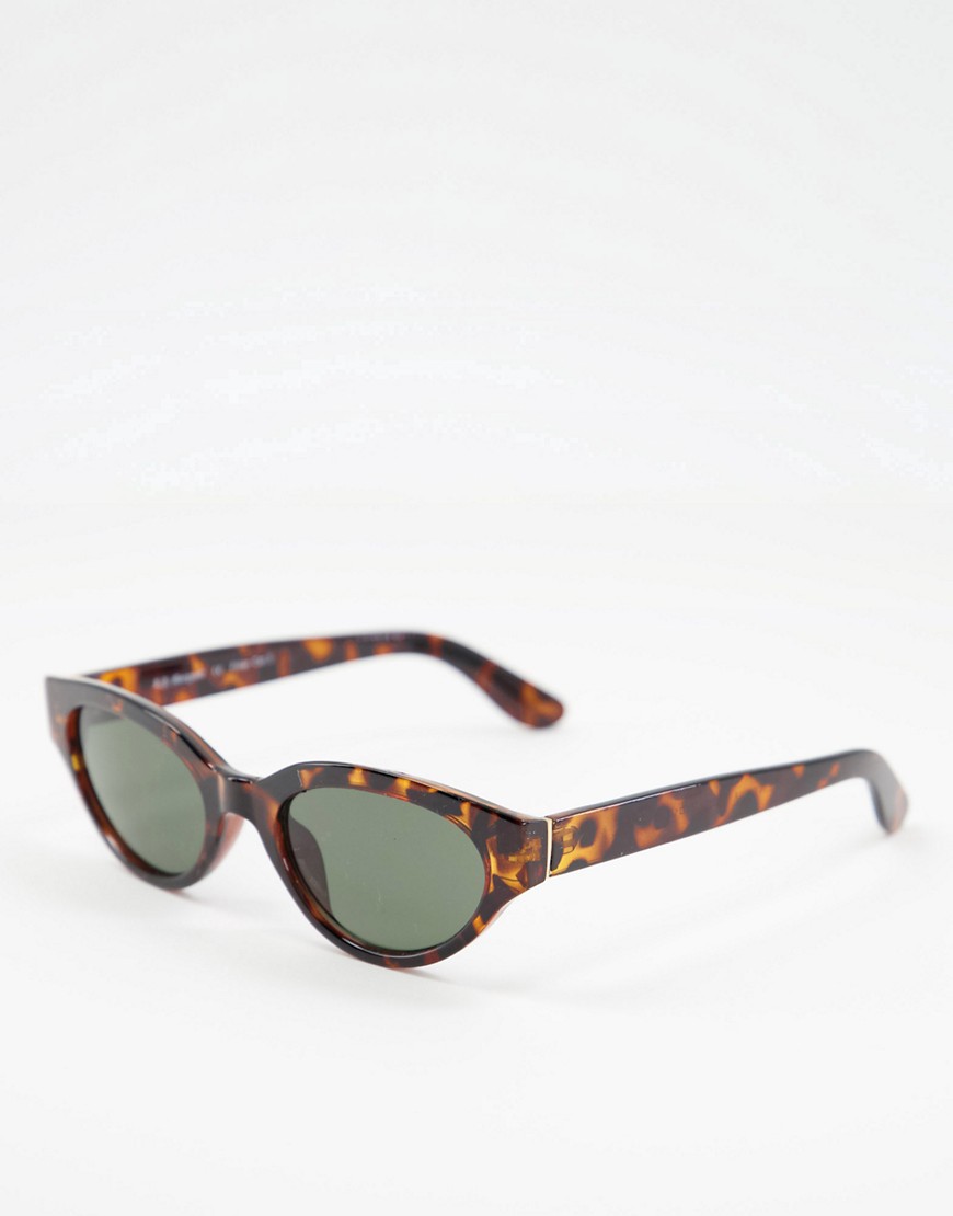 Aj Morgan Slim Vintage Cat Eye Sunglasses In Tortoise-brown