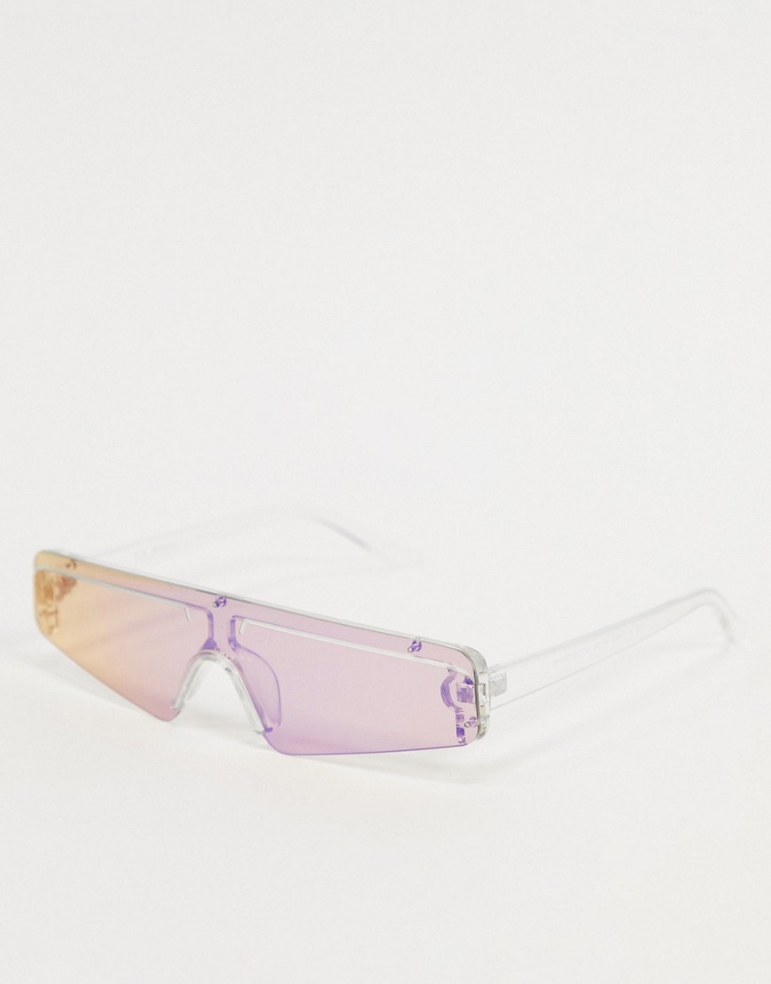 Aj Morgan Slim Visor Sunglasses In Clear With Iridescent Lens