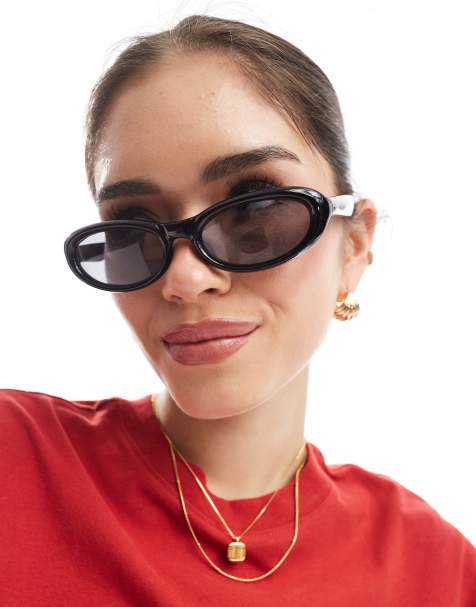 AJ Morgan slim wraparound sunglasses in black  - view 1