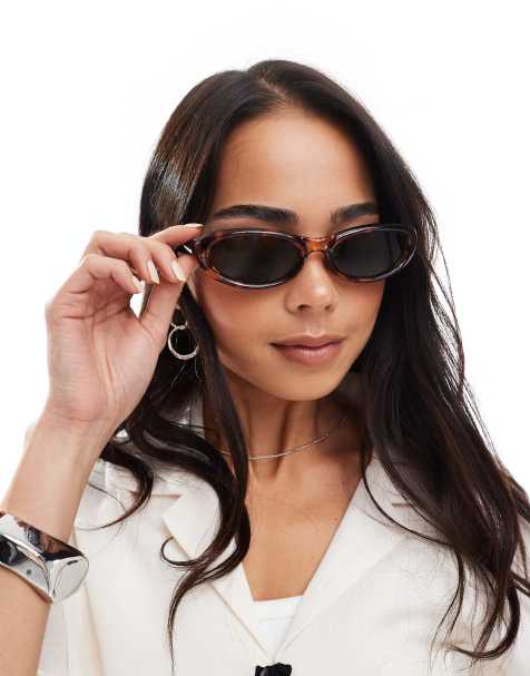 AJ Morgan slim wraparound sunglasses in tortoiseshell with green lens - view 1