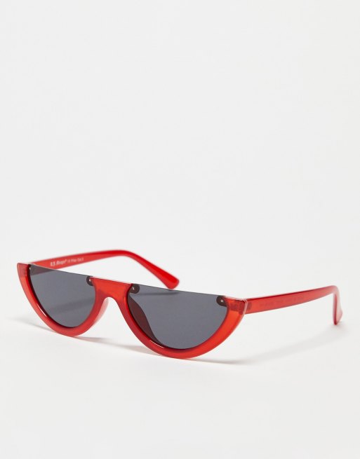 AJ Morgan – Sonnenbrille in Rot mit flachem Brauensteg und halbem Rahmen