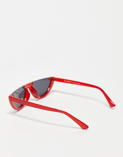 AJ Morgan – Sonnenbrille in Rot mit flachem Brauensteg und halbem Rahmen, 2 von 4