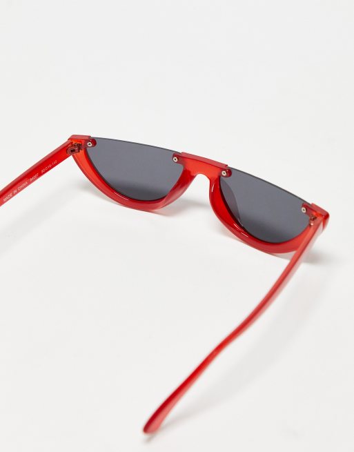 AJ Morgan – Sonnenbrille in Rot mit flachem Brauensteg und halbem Rahmen, 4 von 4