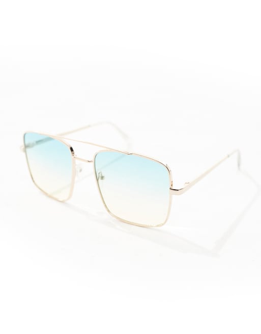 AJ Morgan square aviator sunglasses in gold | ASOS