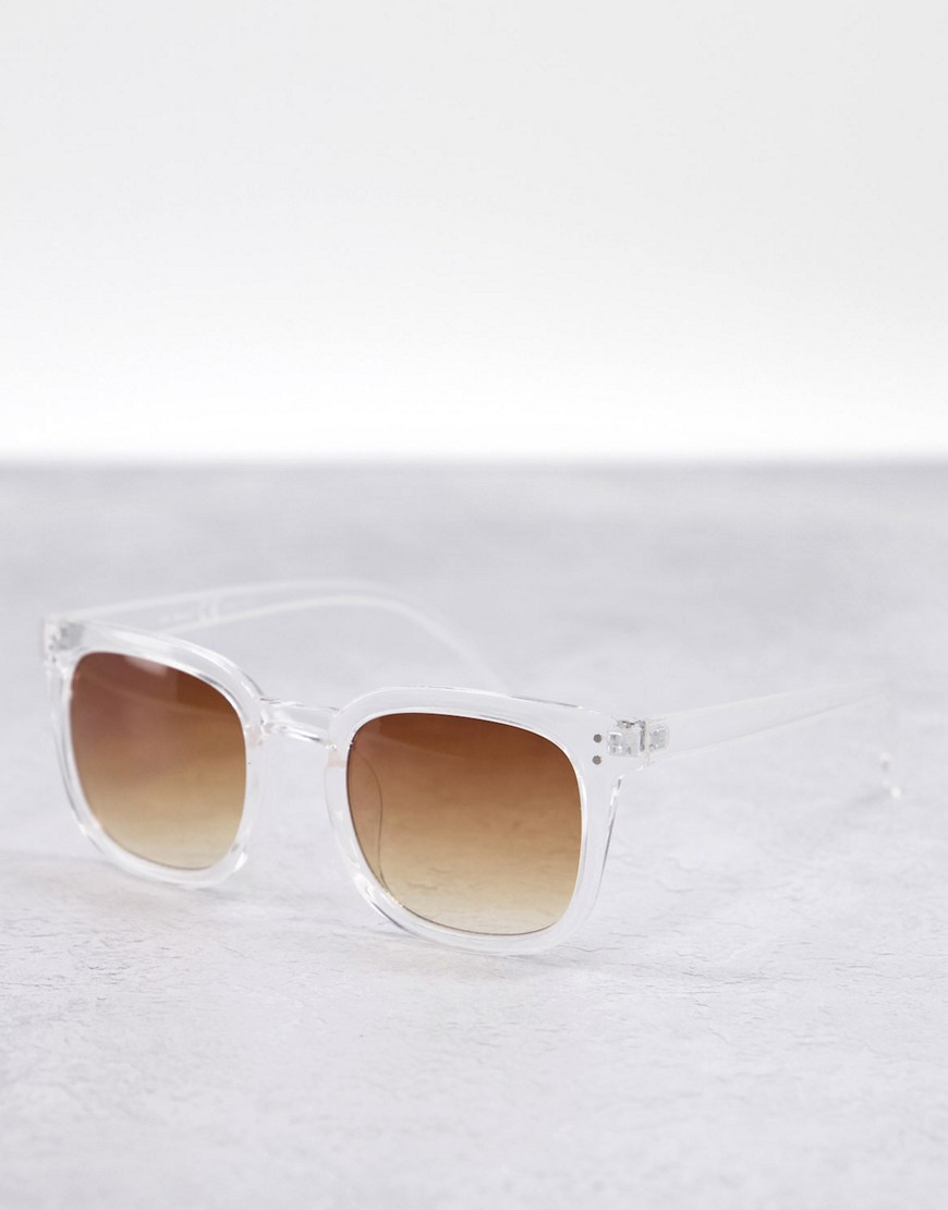 AJ Morgan square lens sunglasses in clear frame-Brown