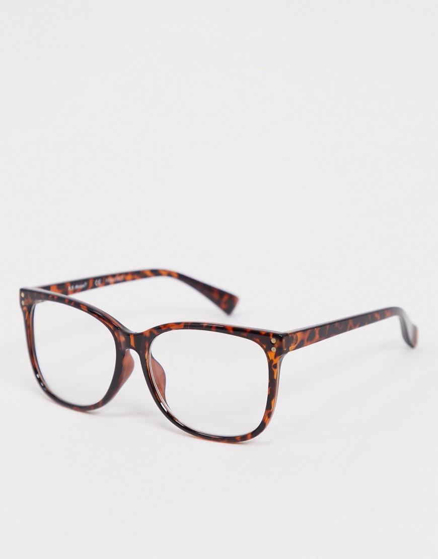 Aj Morgan Square Sunglasses In Tortoise Shell With Clear Lens-brown
