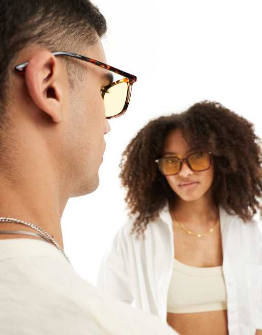 AJ Morgan square sunglasses in tortoiseshell with yellow lens, 4 of 4