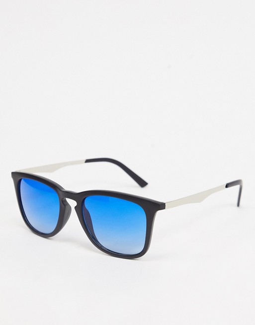 AJ Morgan style sunglasses in black with blue lens