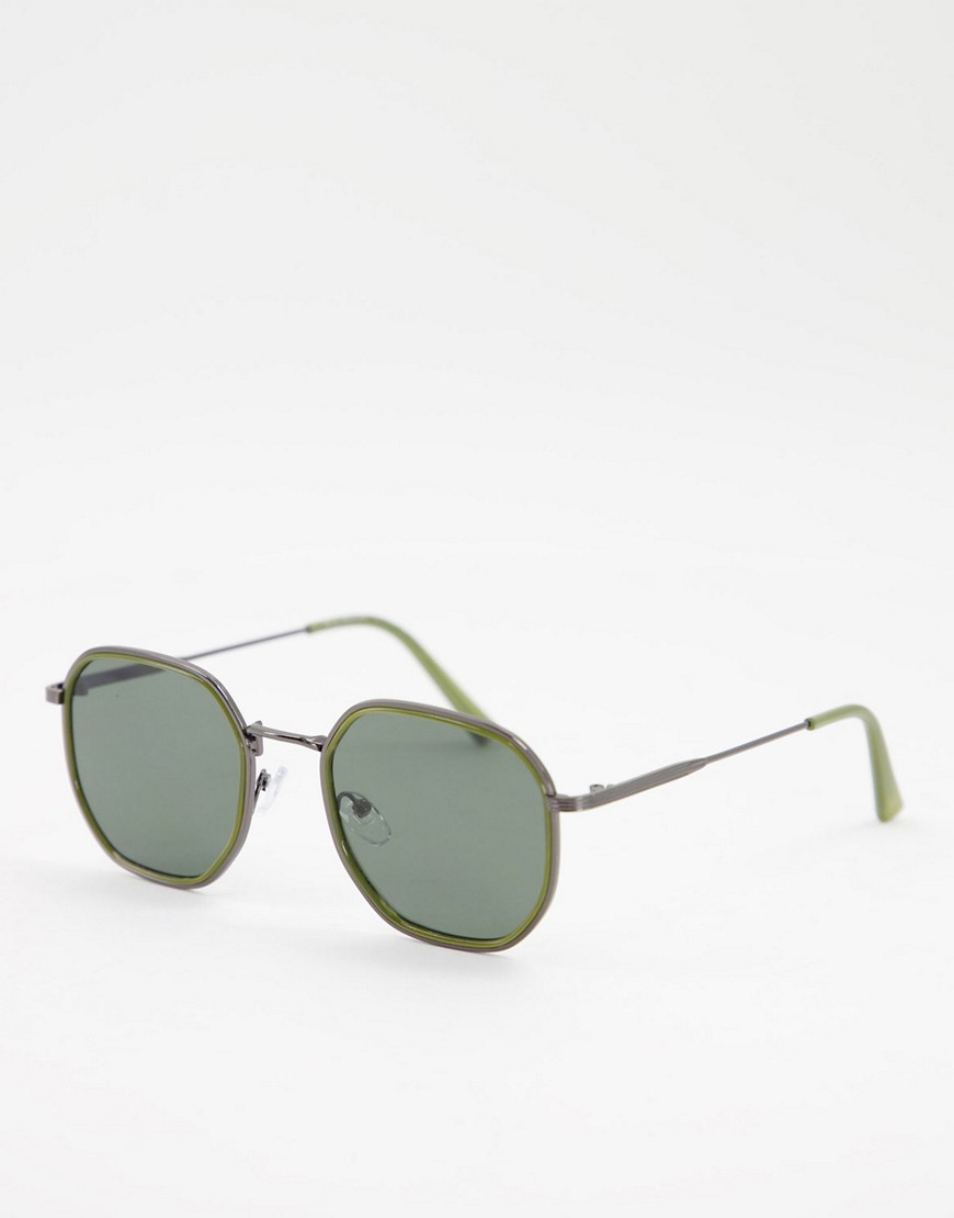 AJ Morgan unisex round sunglasses in olive green