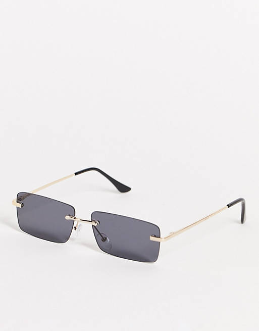 Sunglasses AJ Morgan unisex slim square sunglasses with smoke lens in gold 