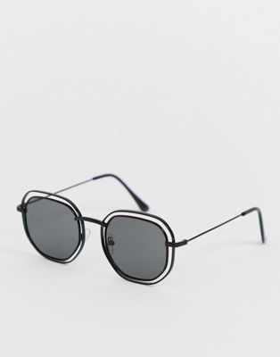 AJ Morgan - Vierkante zonnebril met uitsnijdingen in zwart