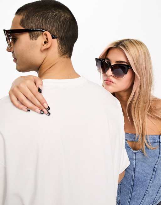 Mirror lens cat eye sunglasses clearance