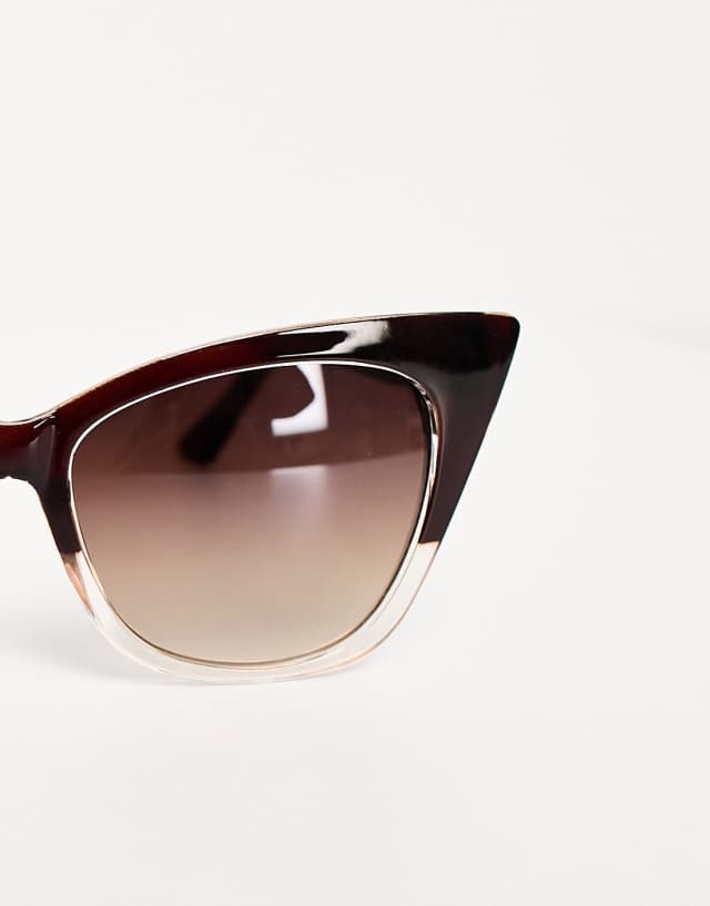 AJ Morgan vintage cat eye sunglasses in brown fade with mirror lens 2