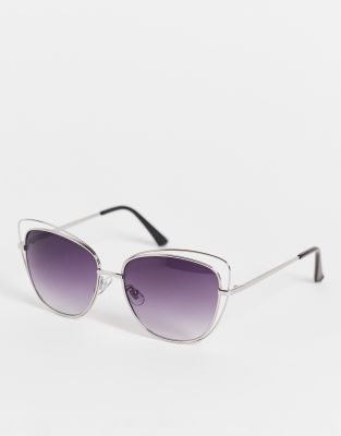  AJ Morgan black white zebra print cateye sunglasses 207316721-1-silver main image 4