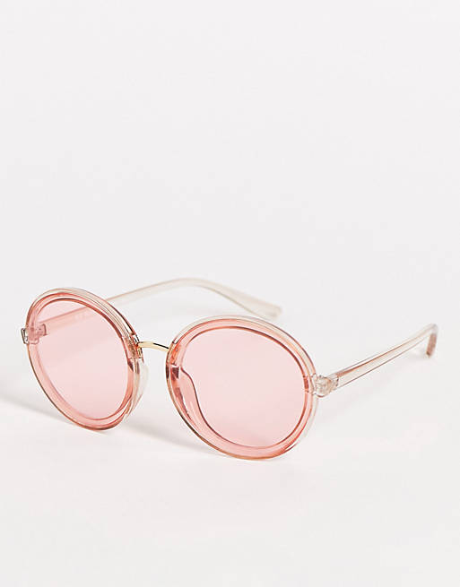 Women AJ Morgan womens oversized round sunglasses in pink 