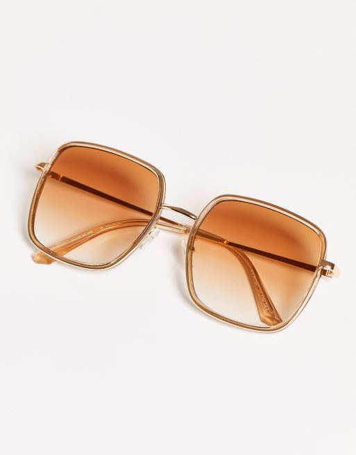 AJ Morgan womens oversized square sunglasses in gold ASOS