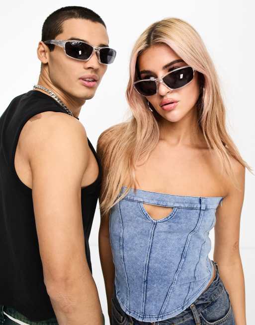 AJ Morgan wrap sunglasses in silver 