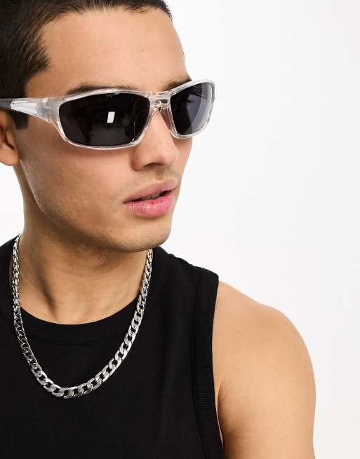 AJ Morgan wrap sunglasses in silver | ASOS