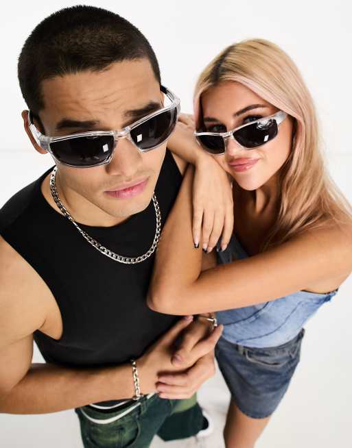 AJ Morgan wrap sunglasses in silver | ASOS display picture 3