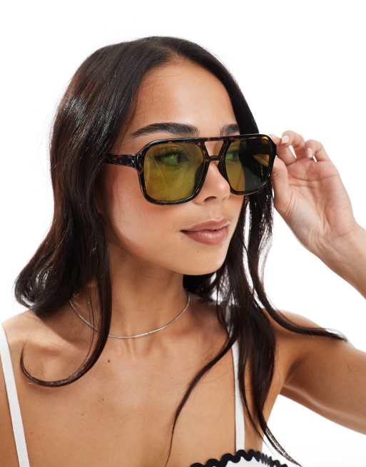 AJ Morgan - York - Pilotenzonnebril in tortoise met groene glazen 