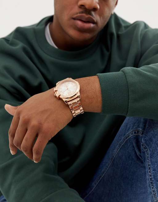 Akademiks mens bracelet watch in rose gold