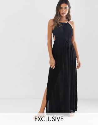 black maxi dress beach