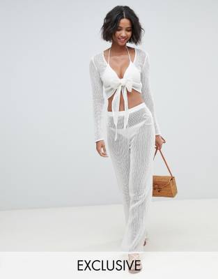 white mesh two piece set