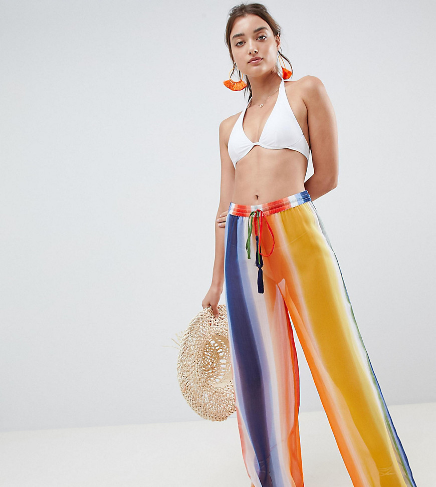 Akasa - Pantaloni da spiaggia trasparenti multicolore