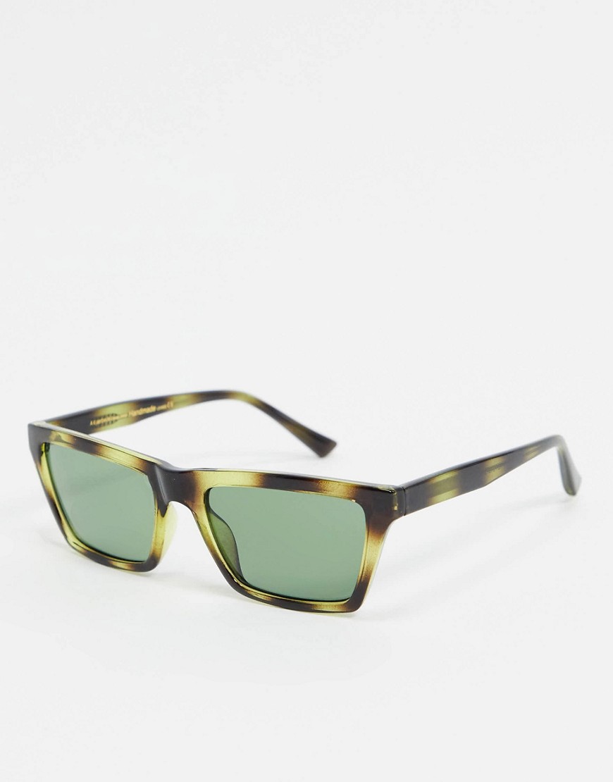 A.Kjaerbede angled square sunglasses in green tort