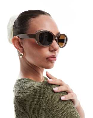 A. Kjaerbede - Anma - Runde Sonnenbrille in Schokobraun