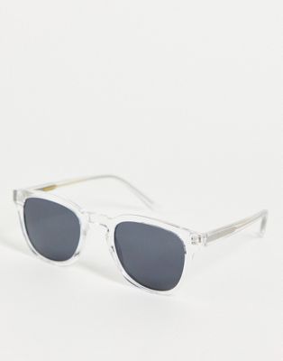 A.kjaerbede – Bate – Eckige Unisex-Sonnenbrille mit transparentem Gestell