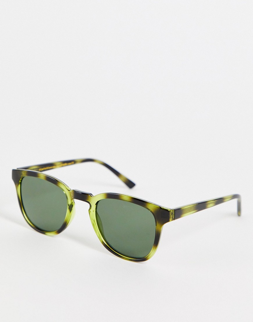 A.Kjaerbede – Bate – Gröna, spräckliga, fyrkantiga solglasögon i unisex-modell-Grön/a